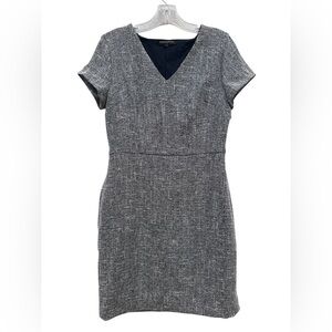 Banana Republic Navy Tweed V-Neck Sheath Dress